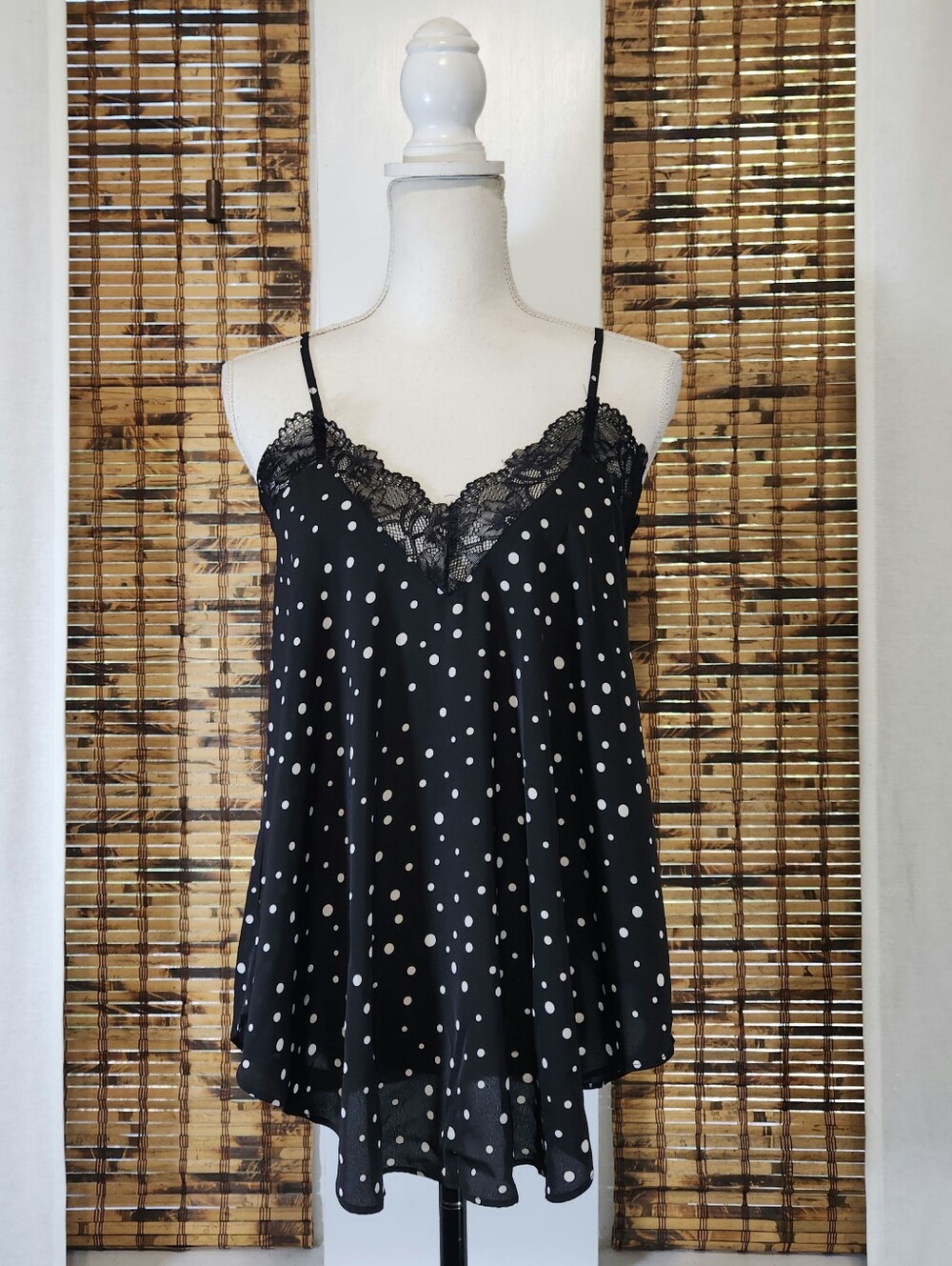 Oddy Polka Dot Lace Trim Cami Size Small